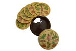 Thumbnail for Nizalia Floral Motif Embossed Cream Paper Mache Round Coasters