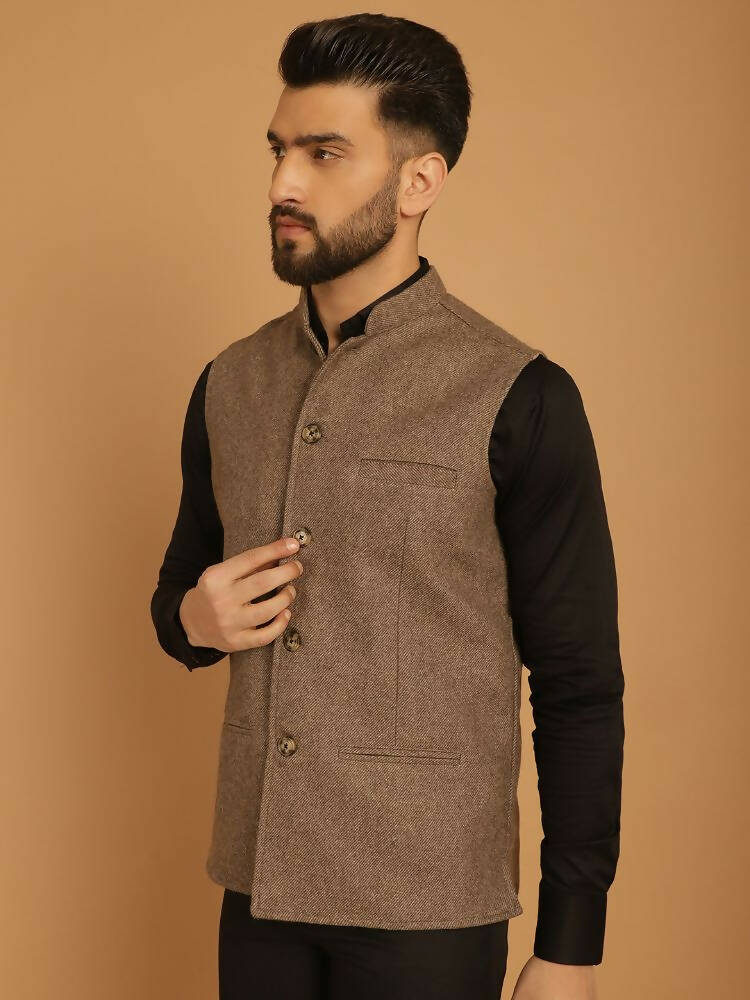 Even Apparels Pure Wool Nehru Jacket - Beige - Distacart