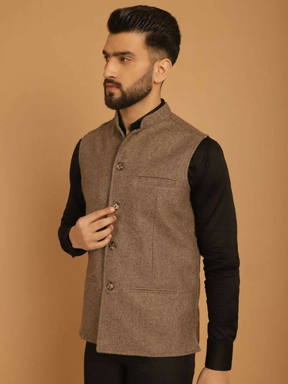 Even Apparels Pure Wool Nehru Jacket - Beige - Distacart