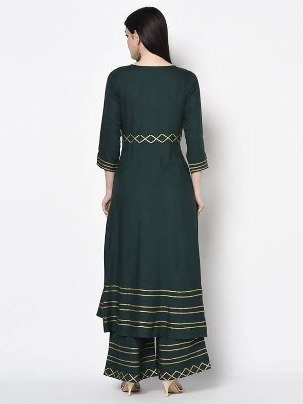 Aniyah Rayon Bottle Green Color Anarkali Kurta (AN-205K)