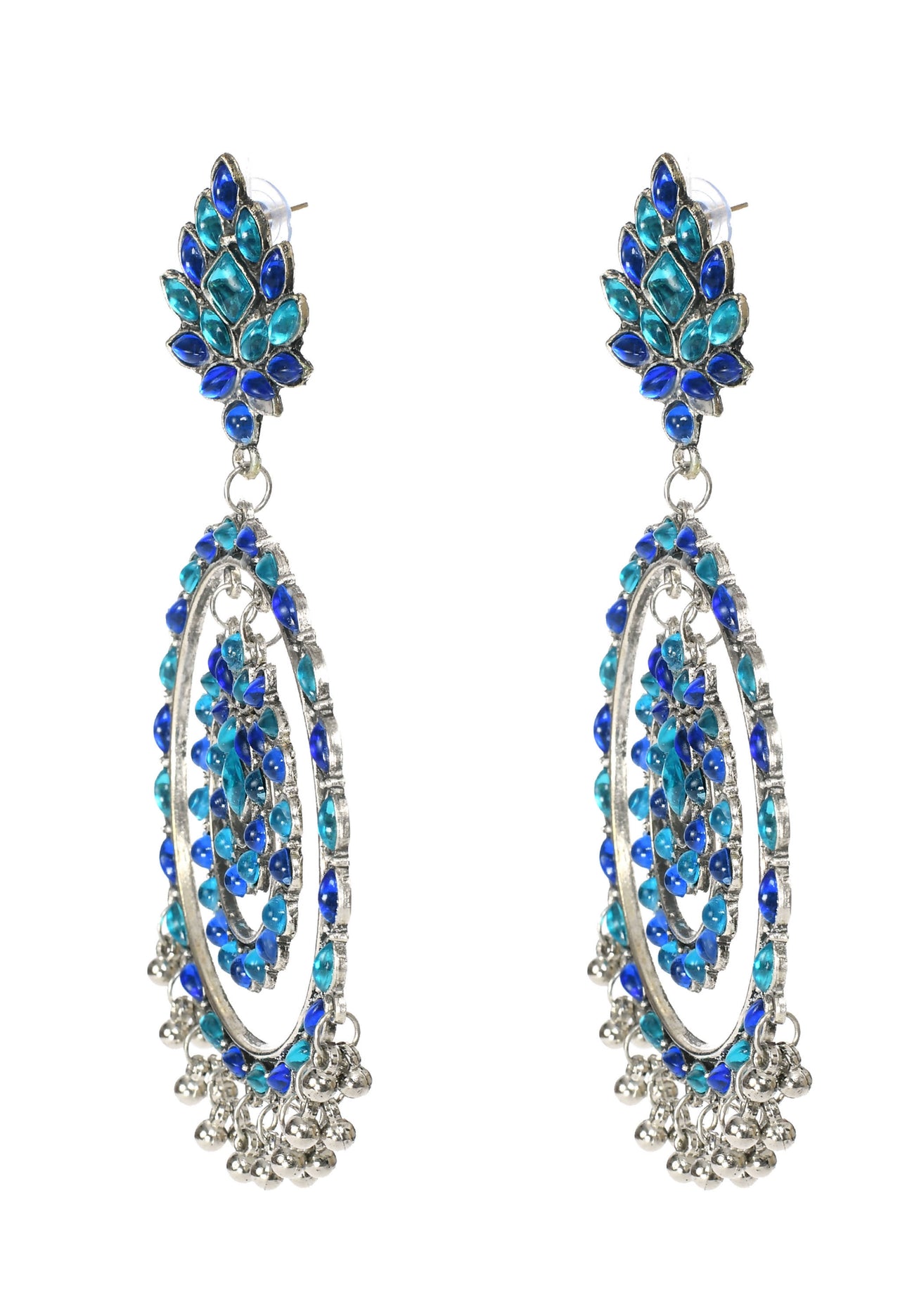 Mominos Fashion Johar Kamal Women's Blue Kundan Circles Earrings - Distacart
