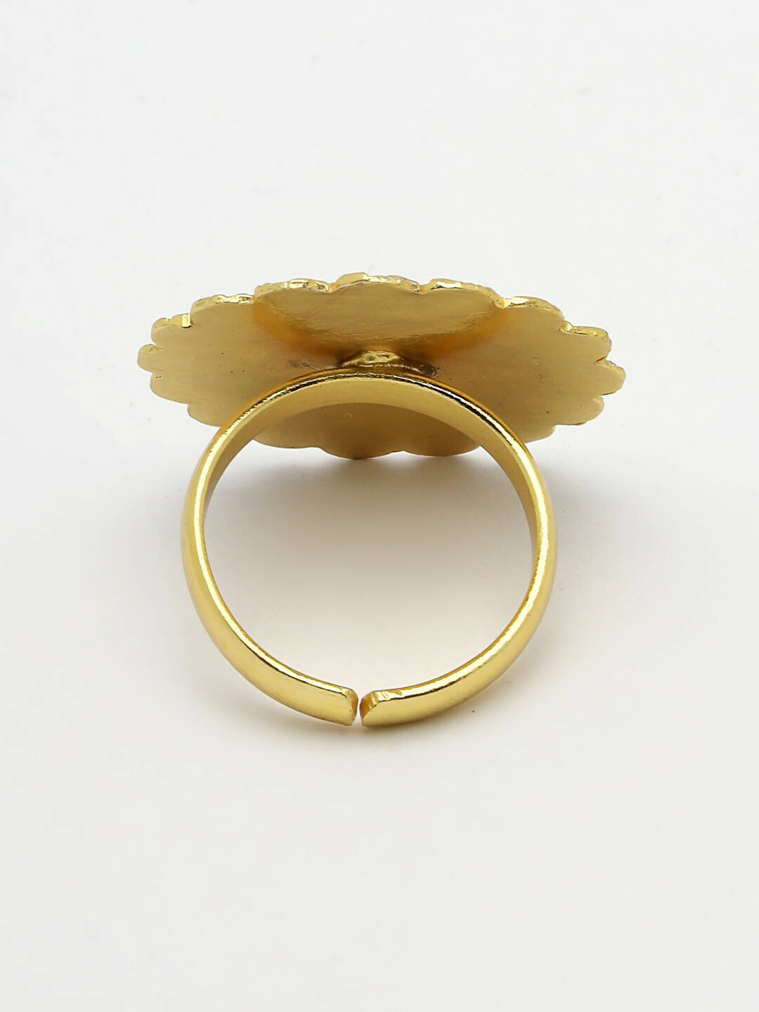 NVR Women Gold-Plated Circular Adjustable Finger Ring - Distacart
