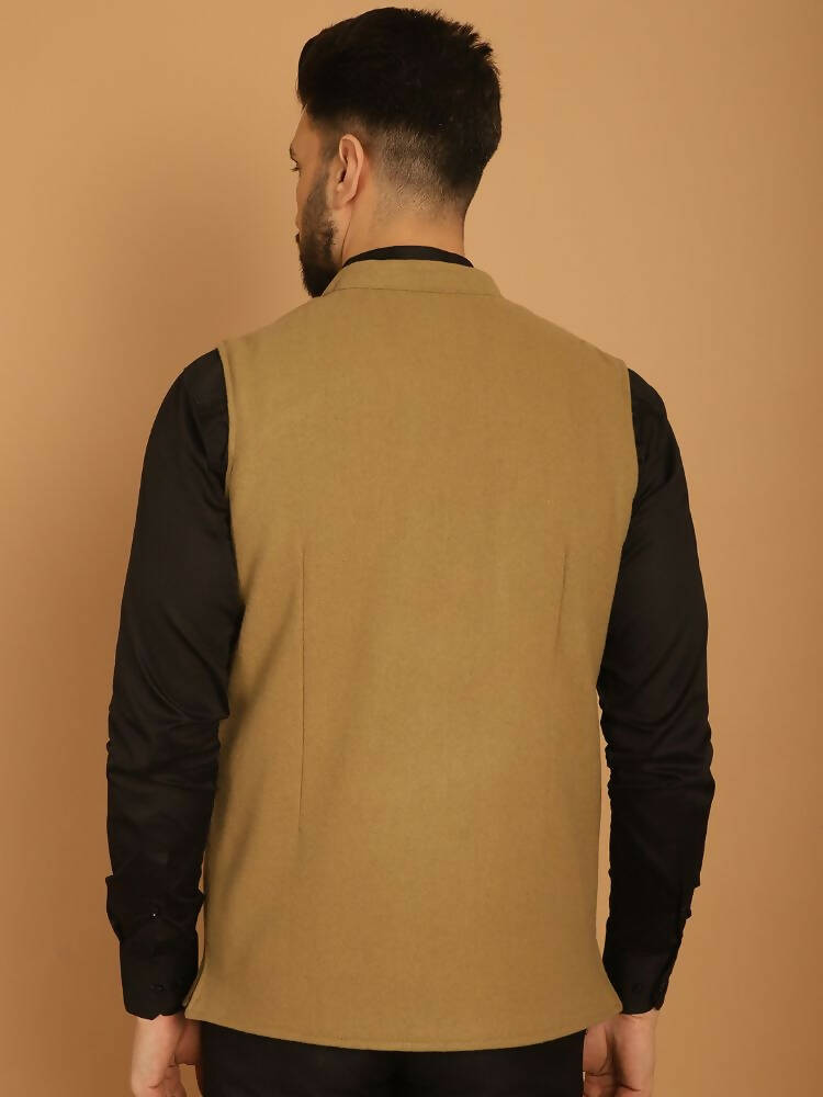 Even Apparels Pure Wool Nehru Jacket - Beige - Distacart