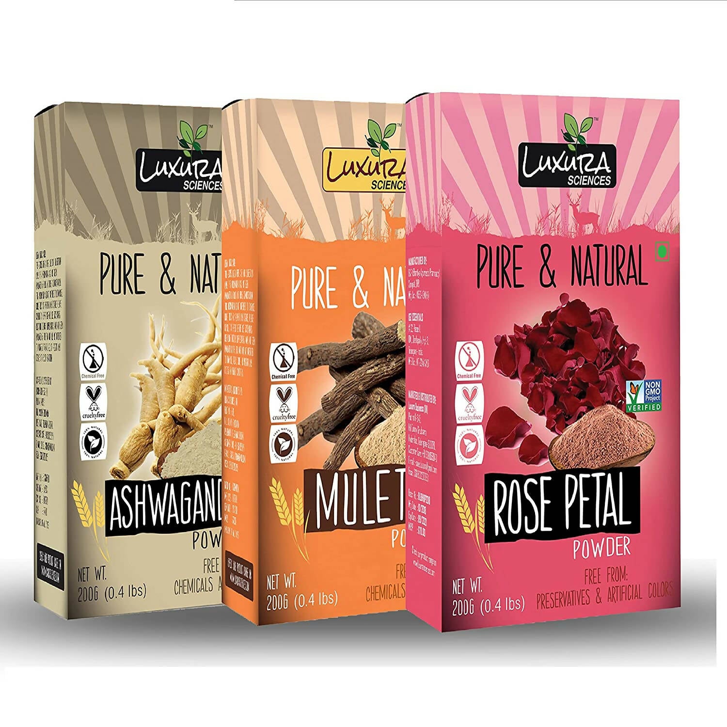 Luxura Sciences Natural Skin Care for Anti Ageing Set - Ashwagandha + Mulethi + Rose - Distacart