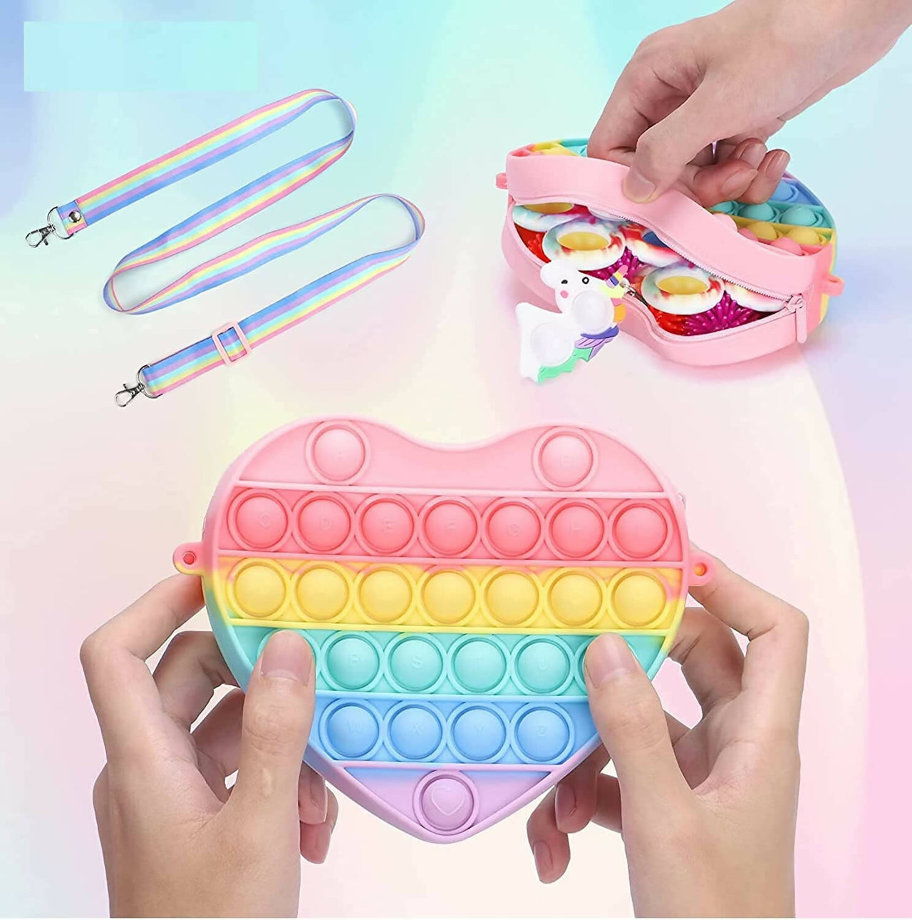 Sardar Ji Ki Dukan Pop It Sling Bag – Heart Shape Pop It Cross Body Bag For Kids, Birthday Gift For Girls Pouch For Girls (Set 1, Multicolor) - Distacart