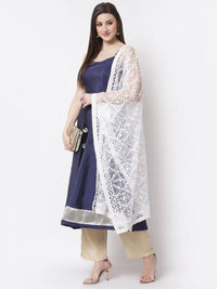 Thumbnail for Myshka Blue Color Silk blend Embroidered Kurta With Dupatta Set