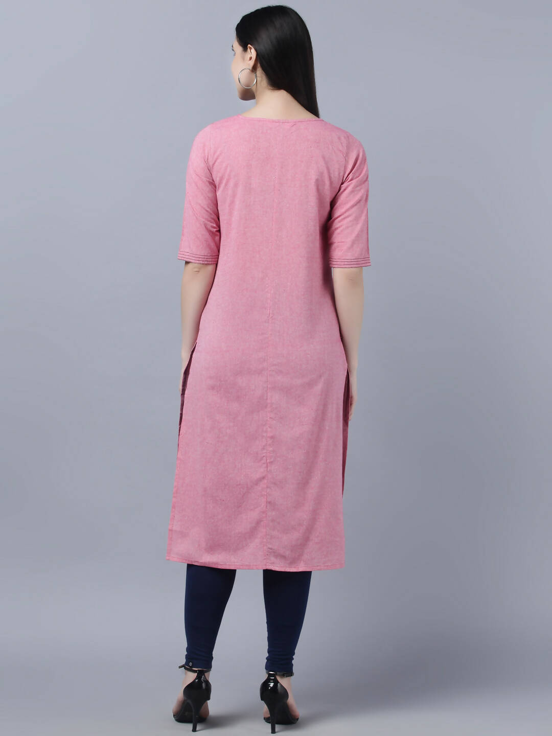 Myshka Women Pink Solid Straight Kurta - Distacart
