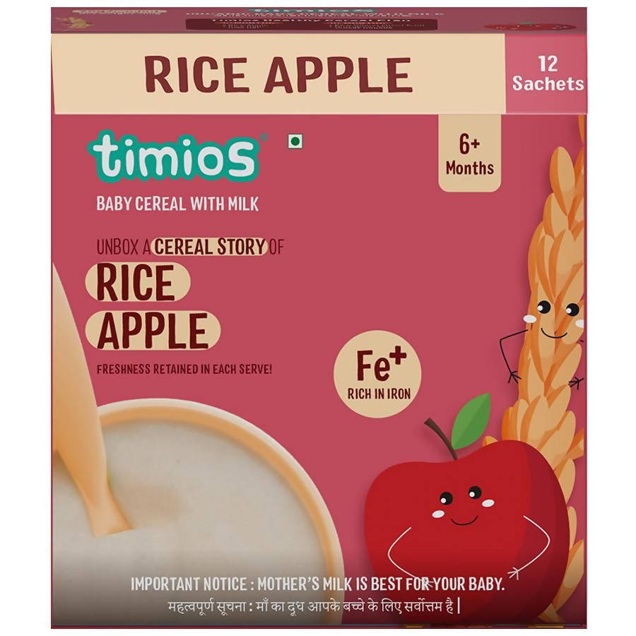 Timios Organic Rice Apple Baby Cereal