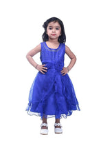 Thumbnail for Asmaani Baby Girl's Blue Color Satin Knee Length Frock (AS-DRESS_22143) - Distacart