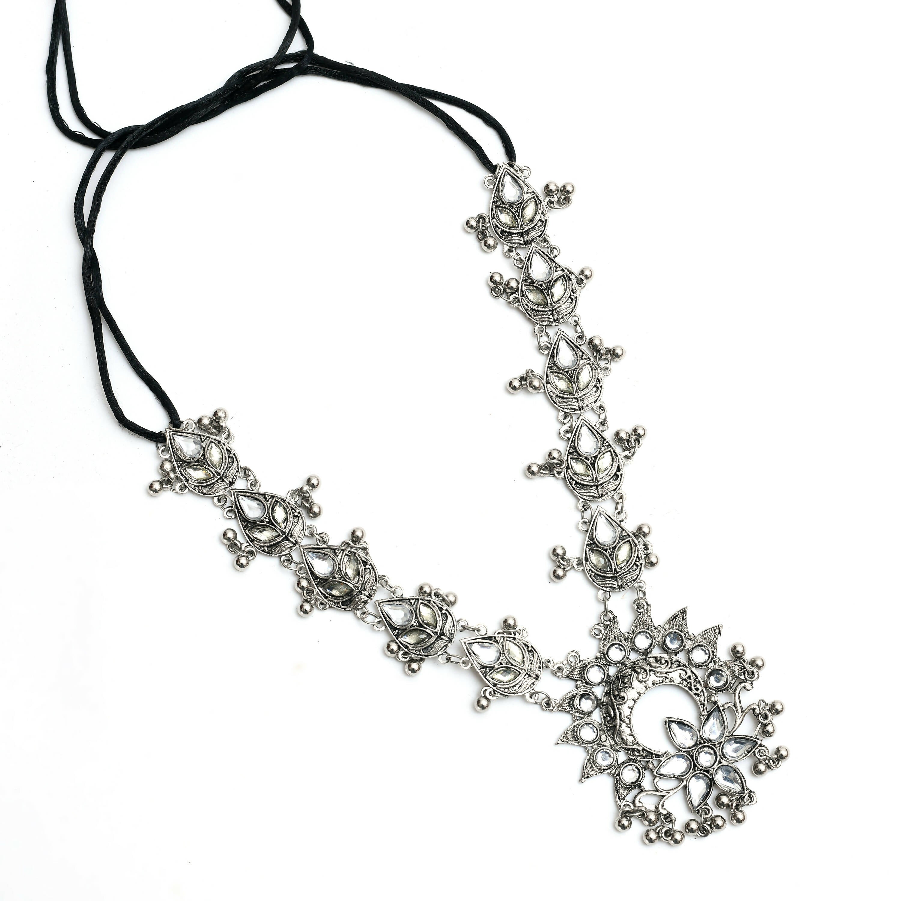 Mominos Fashion Johar Kamal Women Silver-Plated Brass Finish Rani Haar Statement Necklace - Distacart