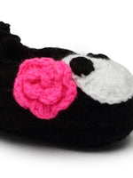Thumbnail for Chutput Kids Woollen Hand Knitted Cartoon Face Detailed Booties - Black - Distacart
