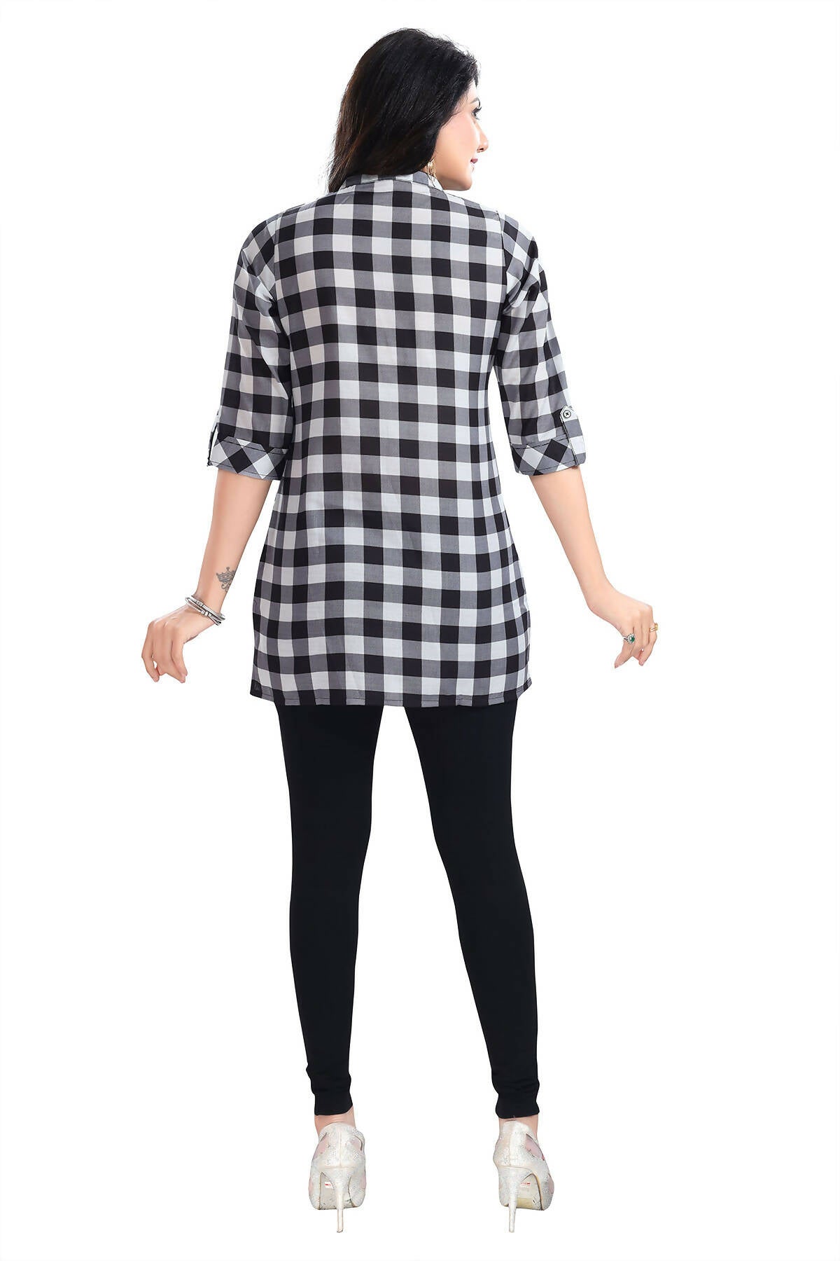 Snehal Creations Rayon Black White Checks Short All Over Print - Distacart