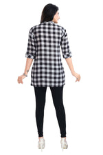 Thumbnail for Snehal Creations Rayon Black White Checks Short All Over Print - Distacart