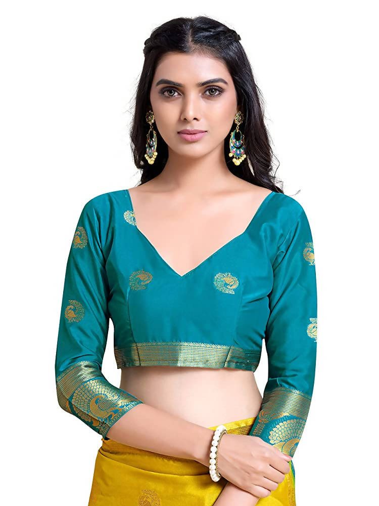 Mimosa Women's Yellow Mysore Silk Crepe Saree With Blouse