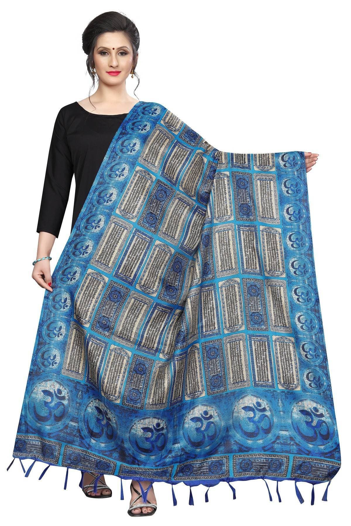 Vamika Blue Printed Khadi Bhagalpuri Dupatta