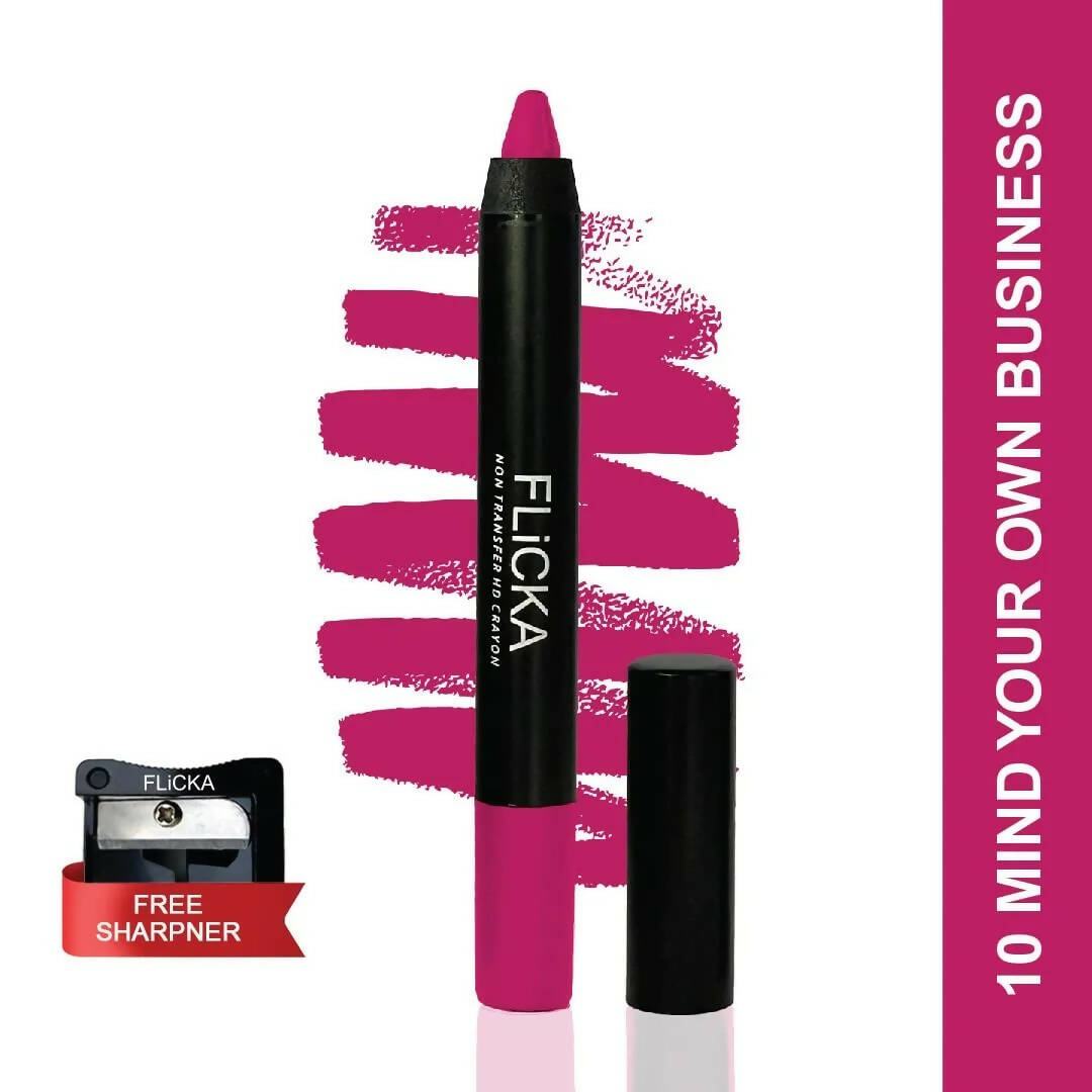 FLiCKA Lasting Lipsence Crayon Lipstick 10 Mind Your Own Business - Dark Red - Distacart