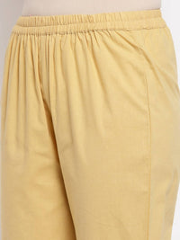 Thumbnail for Myshka Women's Cream Cotton Solid Casual Trouser
