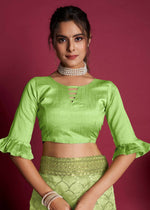 Thumbnail for Vamsee Green Organza Saree - Distacart