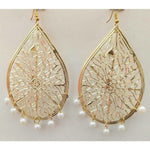 Thumbnail for Party Wear Gold Plated White Pearl Tassel Earrings