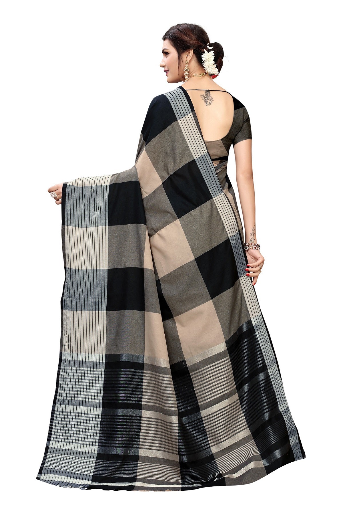 Vamika Black Cotton Silk Weaving Saree - Distacart