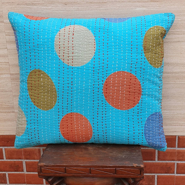 The Decor Nook Turquoise Blue Base With Multicolour Circles Print Cushion Cover - Distacart