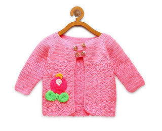 Chutput Kids Pink Coloured Solid Design Pullover Sweater For Baby Girls - Distacart