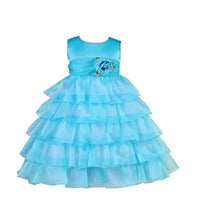 Thumbnail for Asmaani Baby Girl's Blue Colour Satin A-Line Maxi Full Length Dress (AS-DRESS_22167) - Distacart