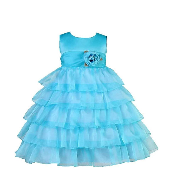 Asmaani Baby Girl's Blue Colour Satin A-Line Maxi Full Length Dress (AS-DRESS_22167) - Distacart
