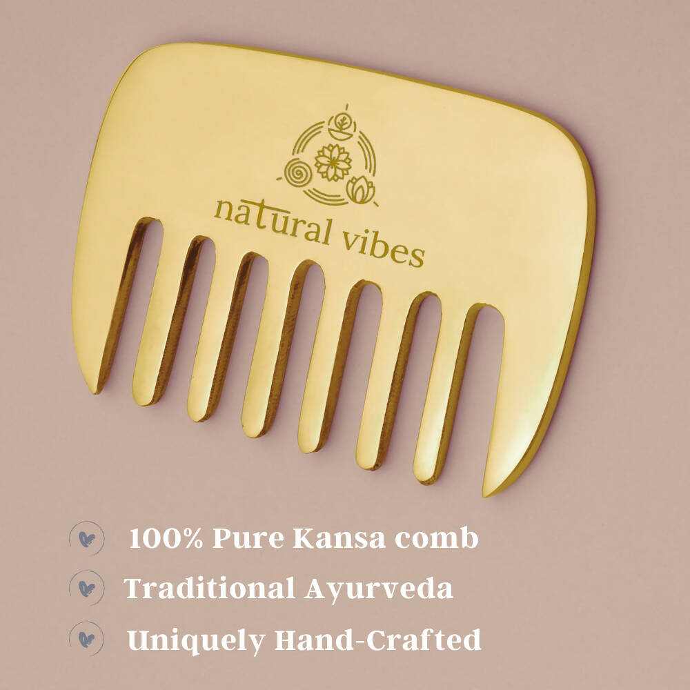 Natural Vibes Kansa Hair Comb for Hair Fall, Growth, Circulation & Stress Relief - Distacart