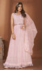 Pink Georgette Crush Mirror Work Gown With Duppatta - Shaili - Distacart