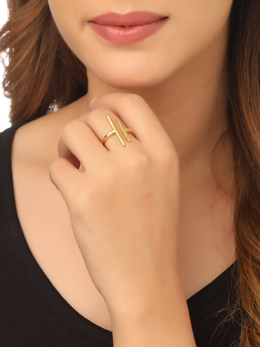 NVR Women's Western Gold Plated Ajustable Finger Ring - Distacart