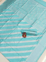 Thumbnail for DEIANA'S Beautiful Golden Jari with New Design Soft Lichi Silk Saree - Sky - Distacart