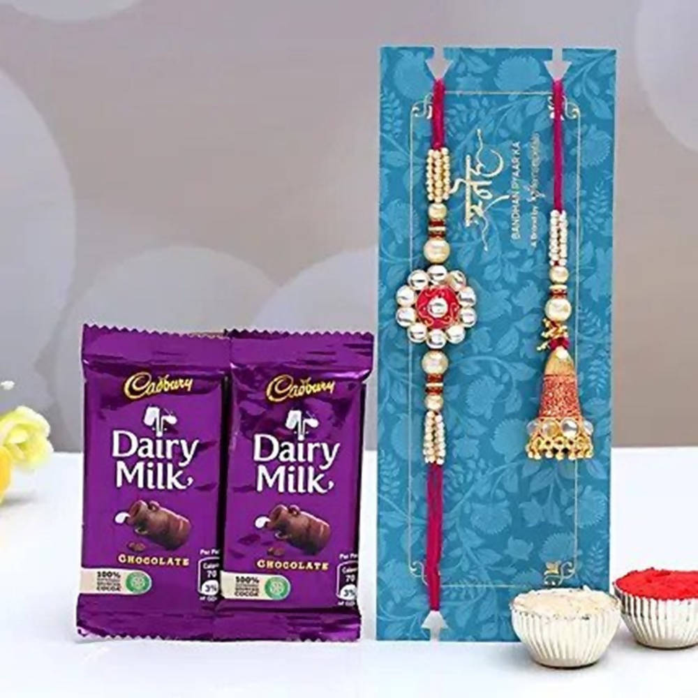 Ethnic Lumba Rakhi Set & Dairy Milk Chocolates