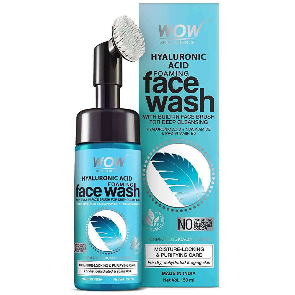 Wow Skin Science Hyaluronic Acid Foaming Face Wash With Built-In Brush - Distacart