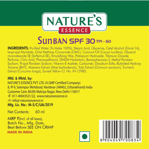Nature's Essence Sun Ban Lotion SPF 30 - Distacart