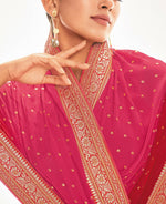Thumbnail for Pink Georgette Foil Printed Saree With Unstitched Blouse Piece - Nitya - Distacart