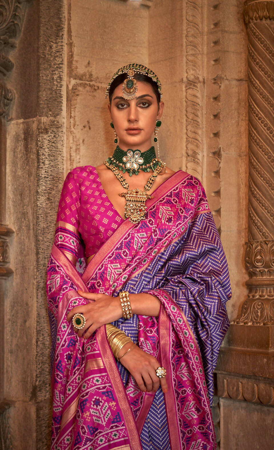 Purple Banarasi Weaving, Ultra Aqua Finish, Zari Work Banarasi Silk Saree - Rath Kunti - Distacart