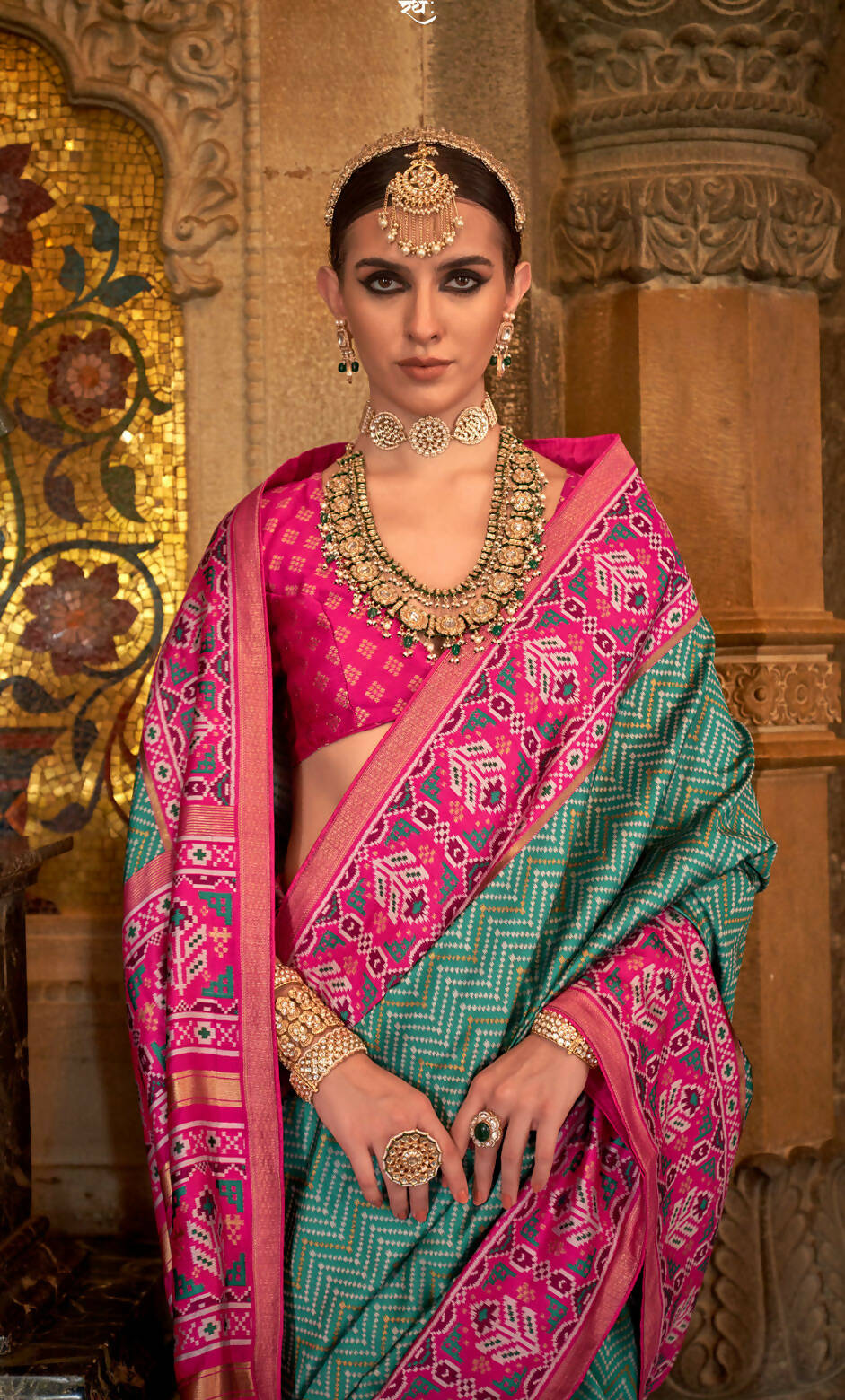 Persian Green Banarasi Weaving, Ultra Aqua Finish, Zari Work Banarasi Silk Saree - Rath Kunti - Distacart