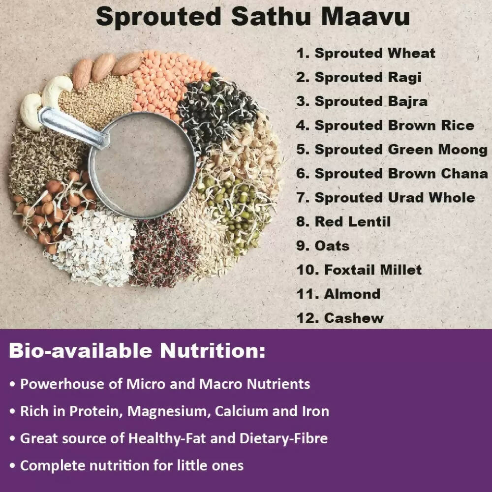 TummyFriendly Foods Organic Sathu Maavu, Sprouted Multi Grain Porridge Mixes - Distacart