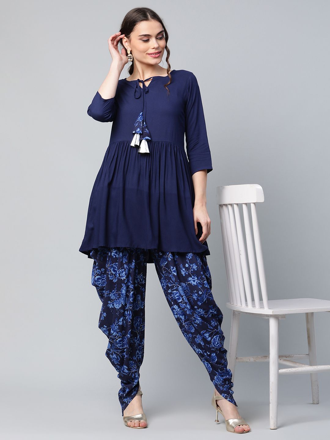 Girls Sangakari Print A Line Style Sleeveless Kurti & Dhoti Salwar (6-12  Months) | eBay