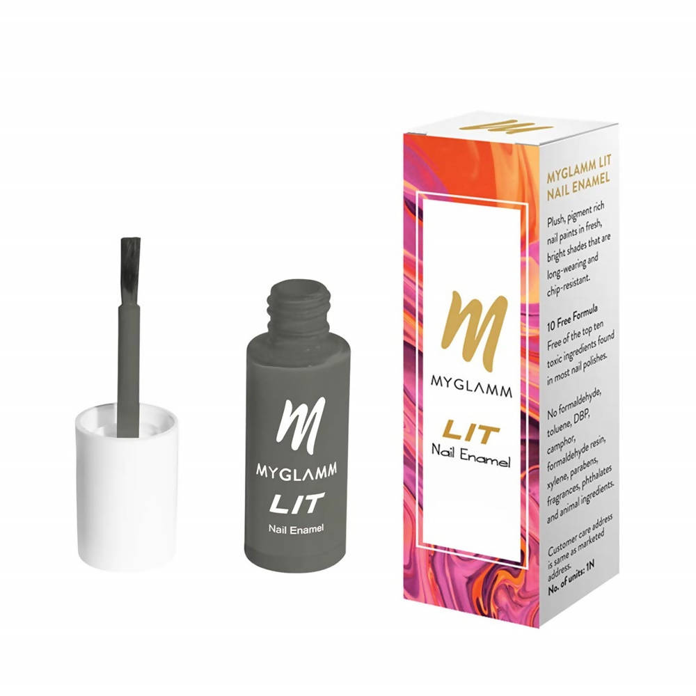 Myglamm LIT Nail Paint - Grounded - Smoky Grey Shade (7 Ml) - Distacart