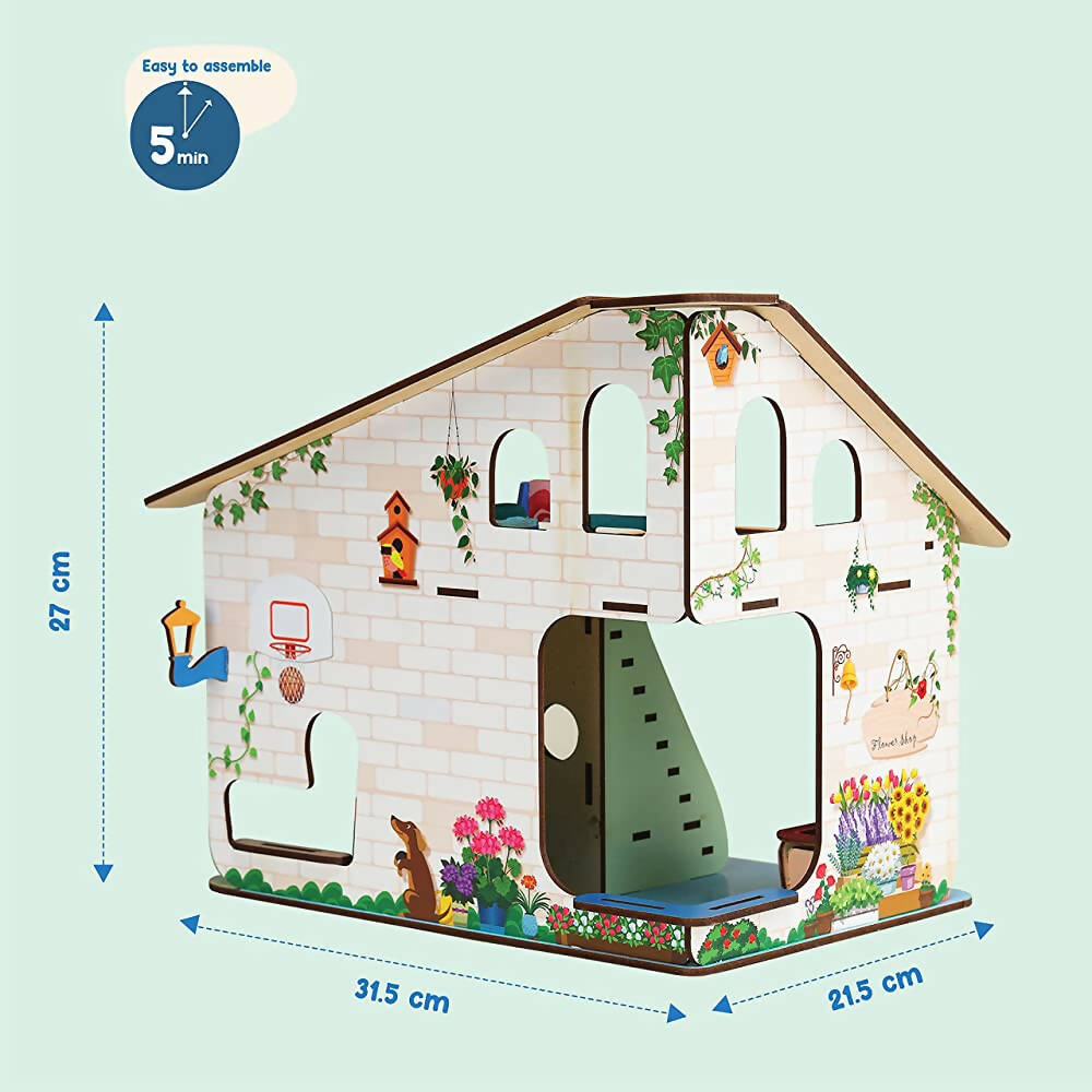 Webby Bloomvilla A Florists Home All Side Play Wooden Doll House - Distacart
