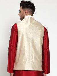 Thumbnail for Jompers Men's Beige Embroidered Nehru Jacket