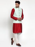 Thumbnail for Jompers Men's Green Embroidered Nehru Jacket