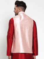 Thumbnail for Jompers Men's Beautiful Pink Embroidered Nehru Jacket