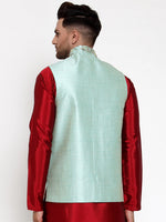 Thumbnail for Jompers Men's Blue Embroidered Nehru Jacket