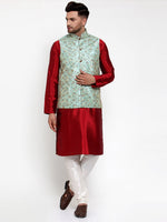 Thumbnail for Jompers Men's Blue Embroidered Nehru Jacket