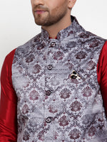 Thumbnail for Jompers Men's Purple Printed Nehru Jacket