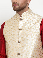 Thumbnail for Jompers Men's Cream Embroidered Nehru Jacket