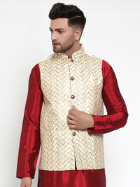Thumbnail for Jompers Men's Beautiful Cream Embroidered Nehru Jacket